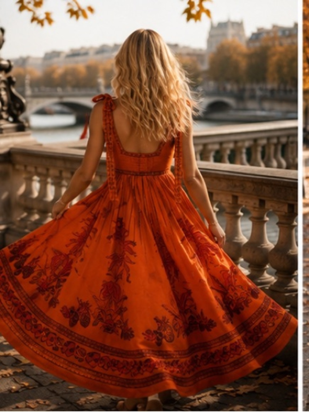 Alemais Orange Floral Tie-Strap Maxi Dress - Picture 9 of 15